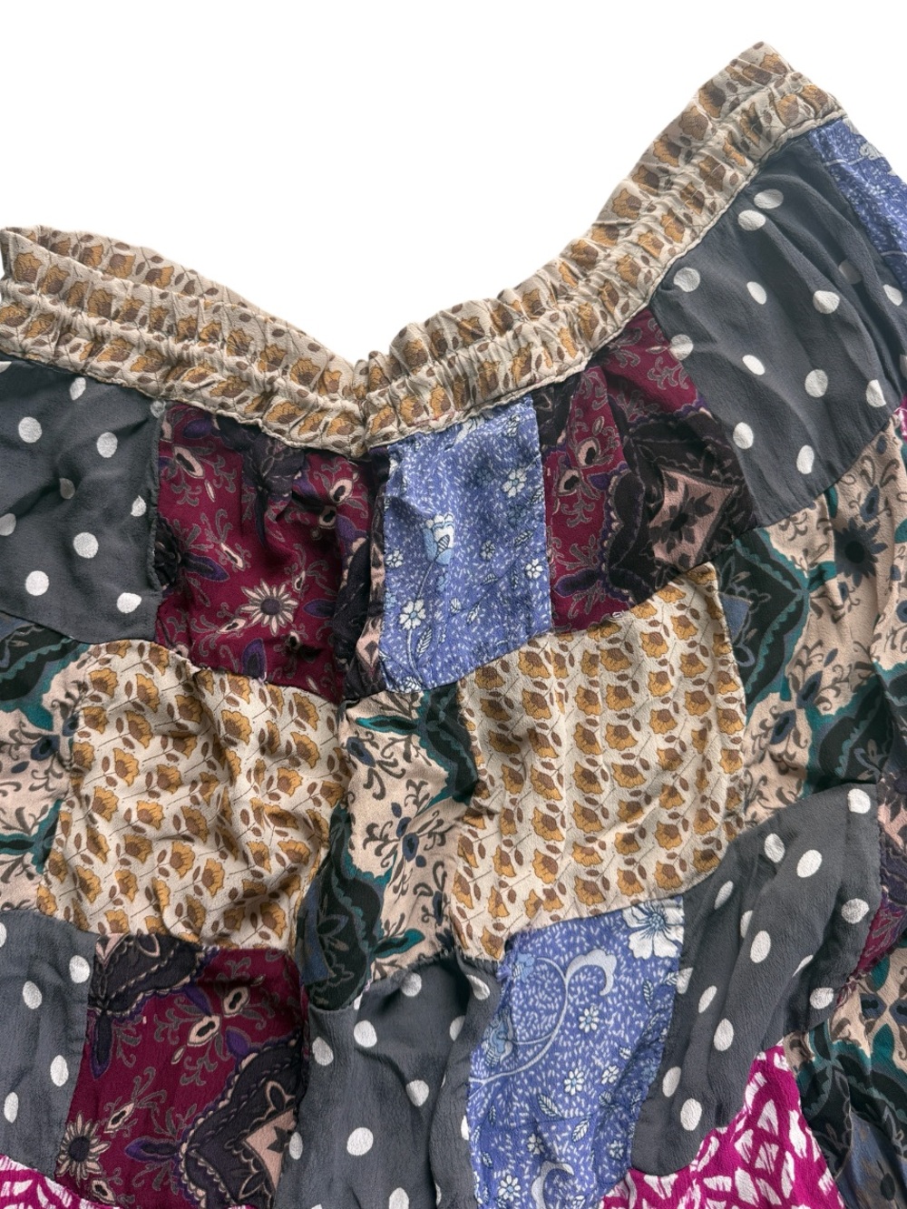 Y2K Boho Patchwork Tiered Maximalist Floral Maxi Skirt OS Shabby Chic Prairie - Picture 6 of 11